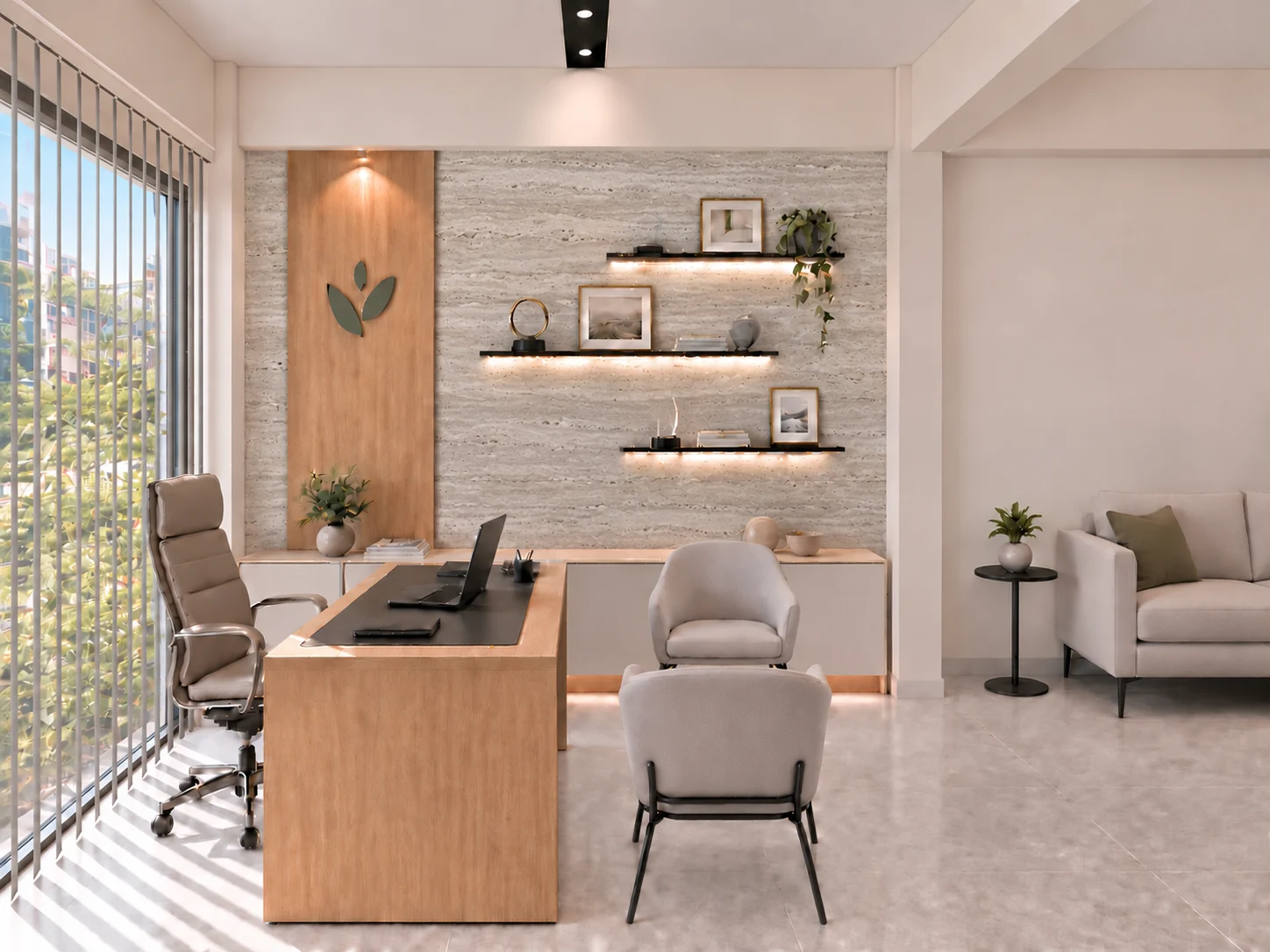 C&D Ofis yönetici masası ve raflı duvar