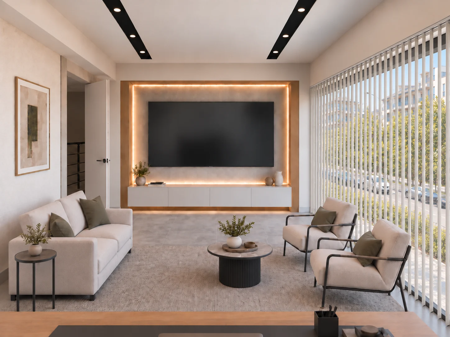 C&D Ofis yönetici odası oturma ve TV alanı