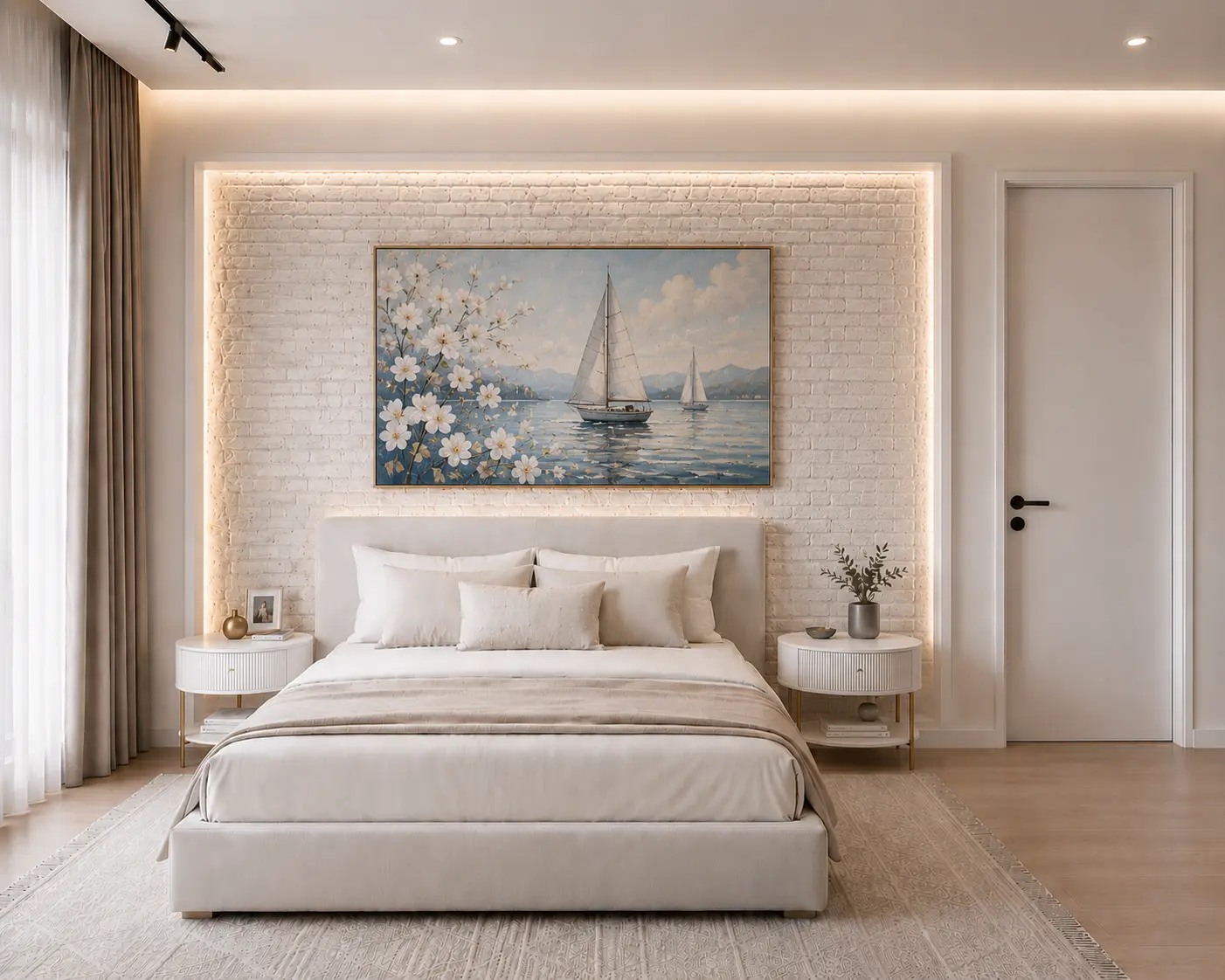 D&H Daire aydınlatmalı yatak başı duvarı