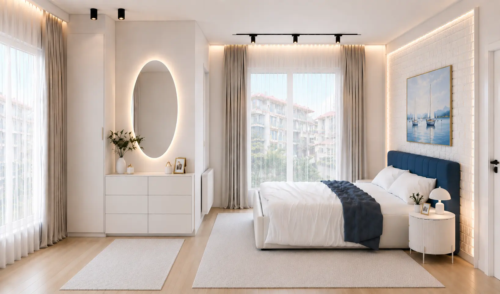 D&H Daire yatak odası dresuar ve ayna alanı