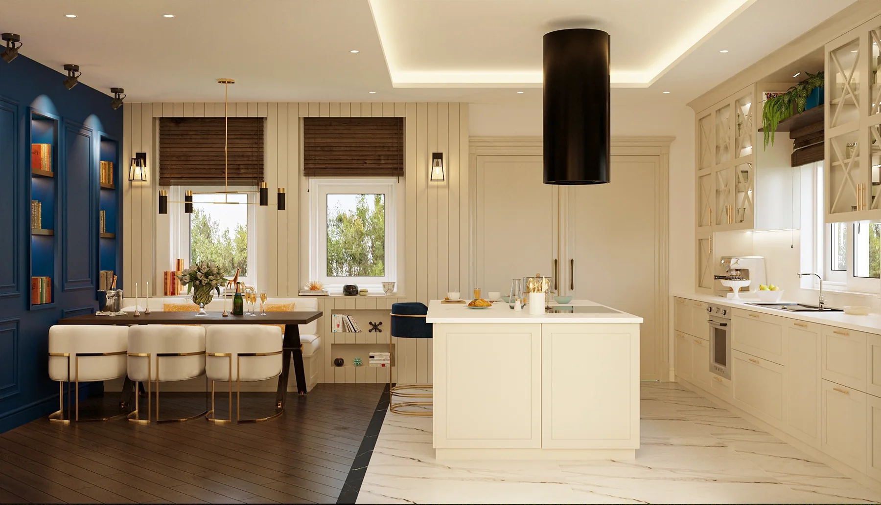 D&S Villa: Mutfak adası ve yemek köşesi