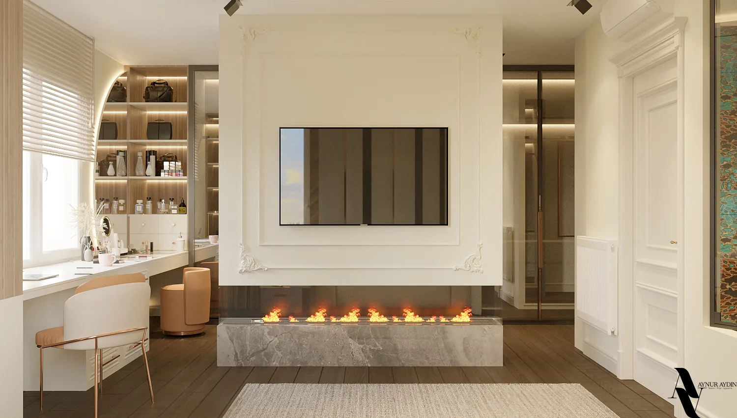 D&S Villa: Şömine ve giyinme alanı