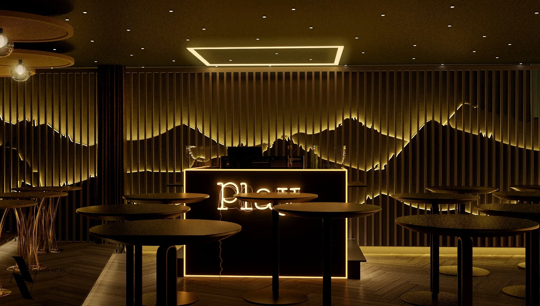 H&B Bar: Sahne ve oturma alanı