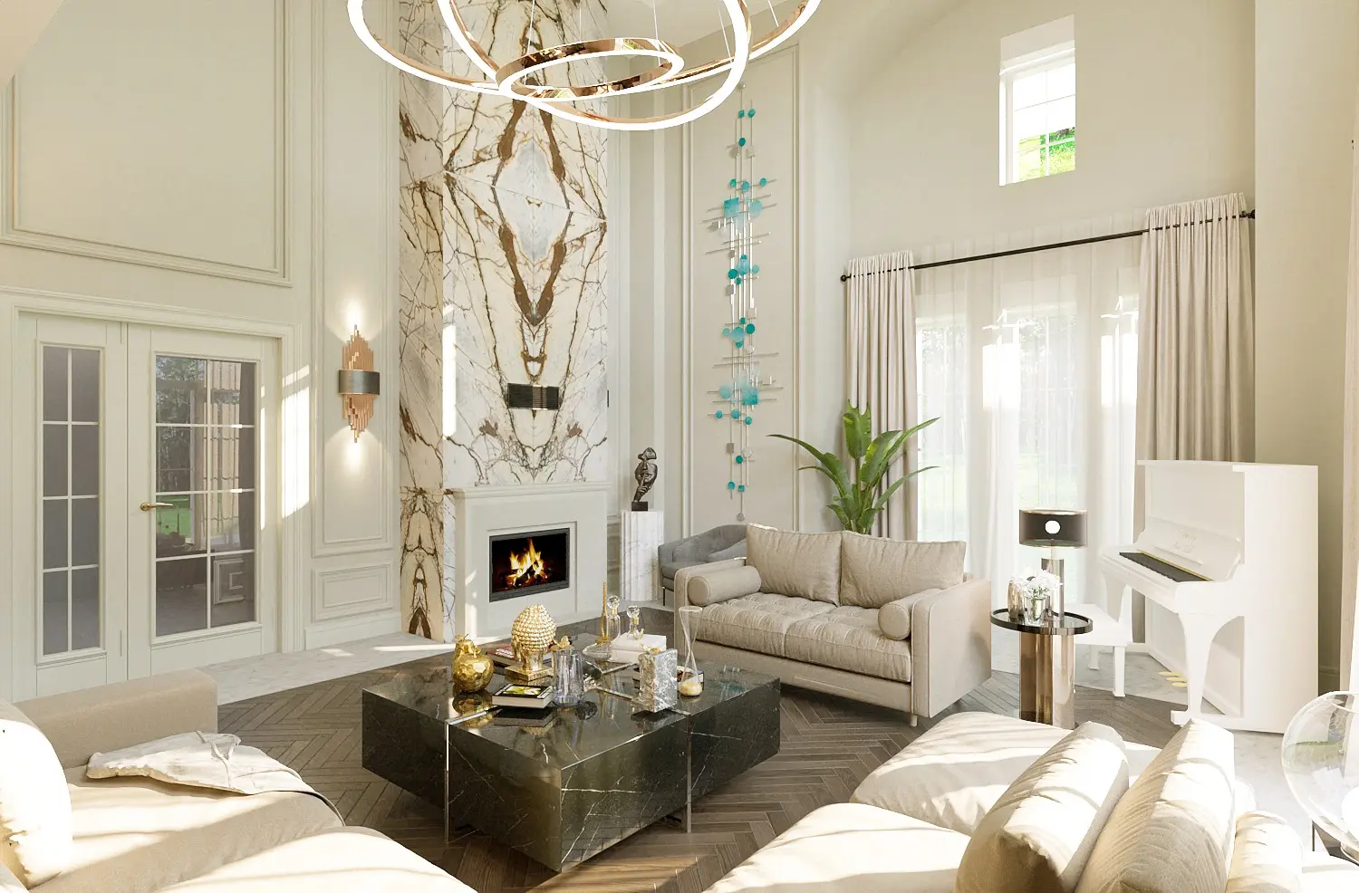 N&M Villa şömine ve çift katlı salon