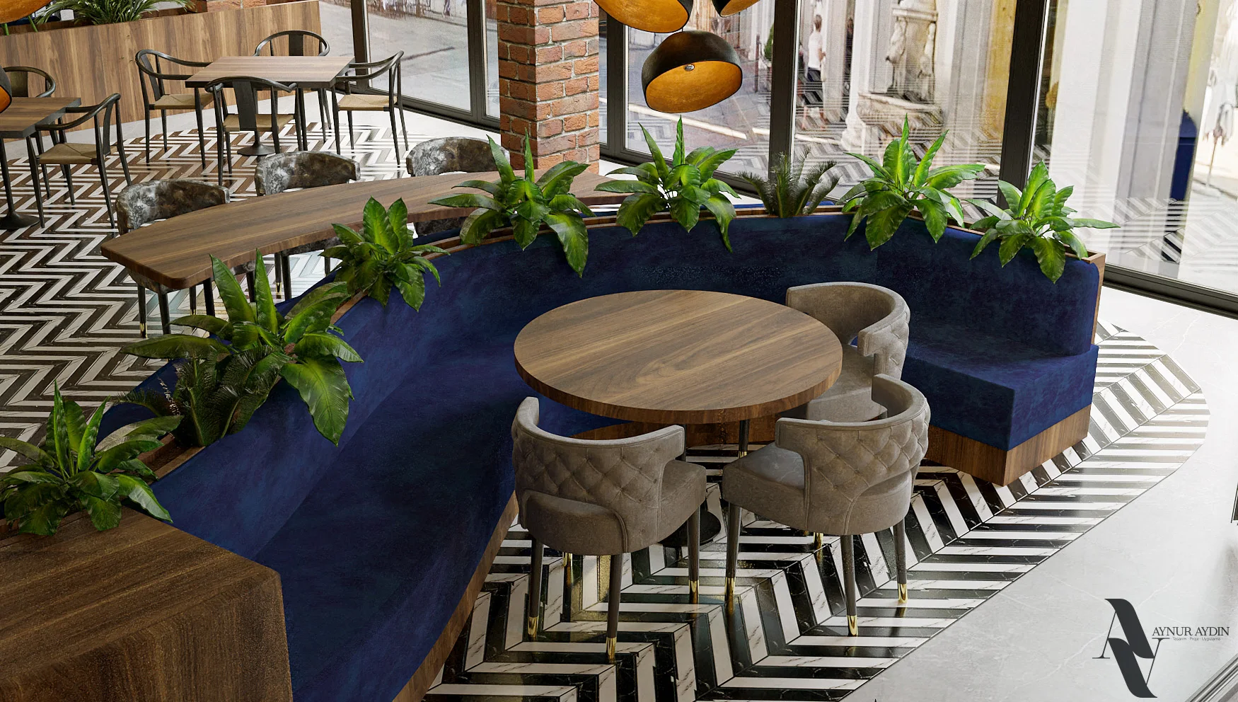 S&A Restoran: Pencere önünde oturma köşesi